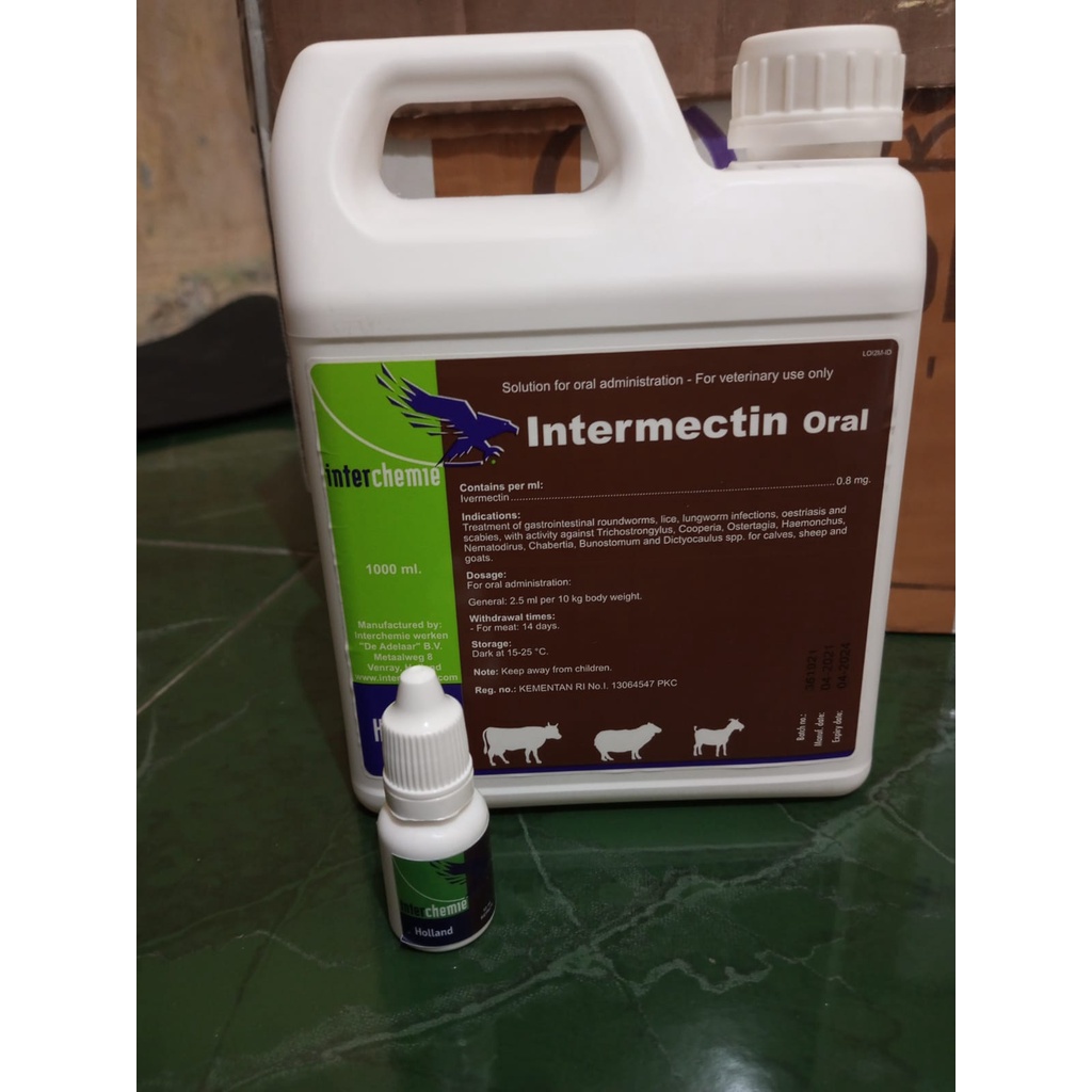 Intermectin Oral 10 Ml - Obat Kutu Gudik Cacing Scabies Kucing Anjing Kelinci - Obat Kutu Gudik Skabies Cacing Sapi Ayam Kambing Minum