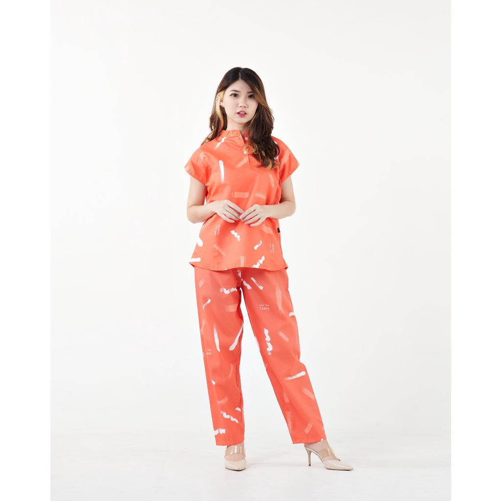 IZANY Piyama Dewasa Daily Set / One Set Aeon all size Lengan Pendek Allsize-SCRIBBLES RED