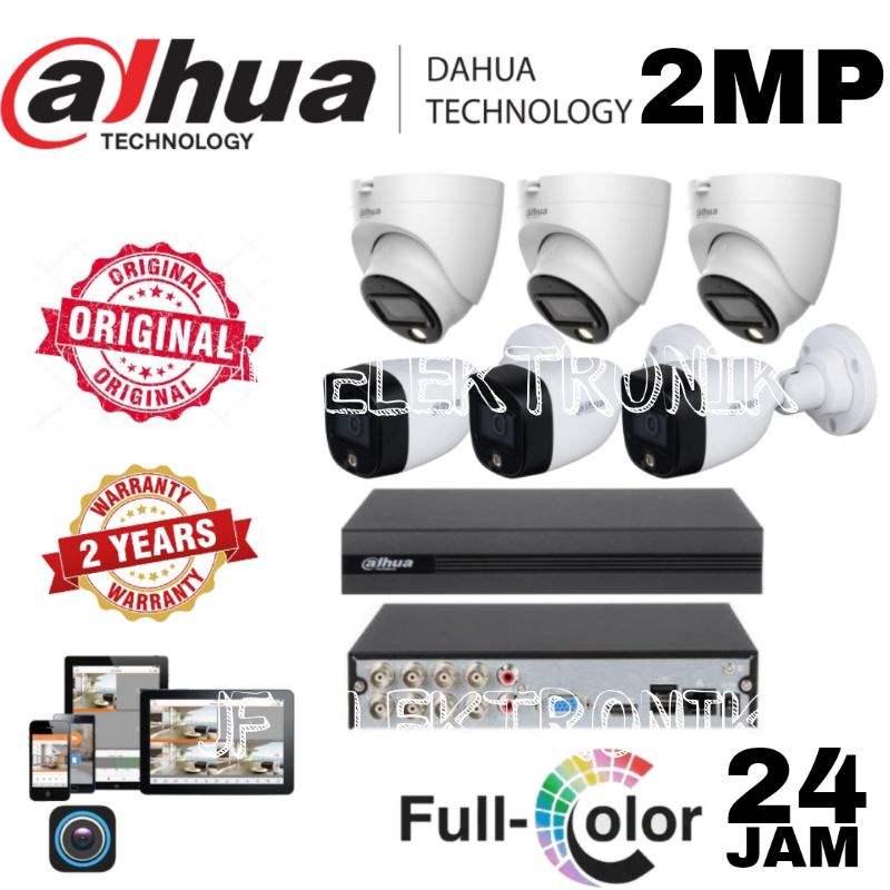 Paket Cctv Dahua 8 Channel 6 Kamera 2mp Full Color Komplit Tinggal Pasang