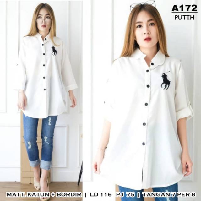 Kemeja polonia wanita super jumbo ld 116cm pjg 75