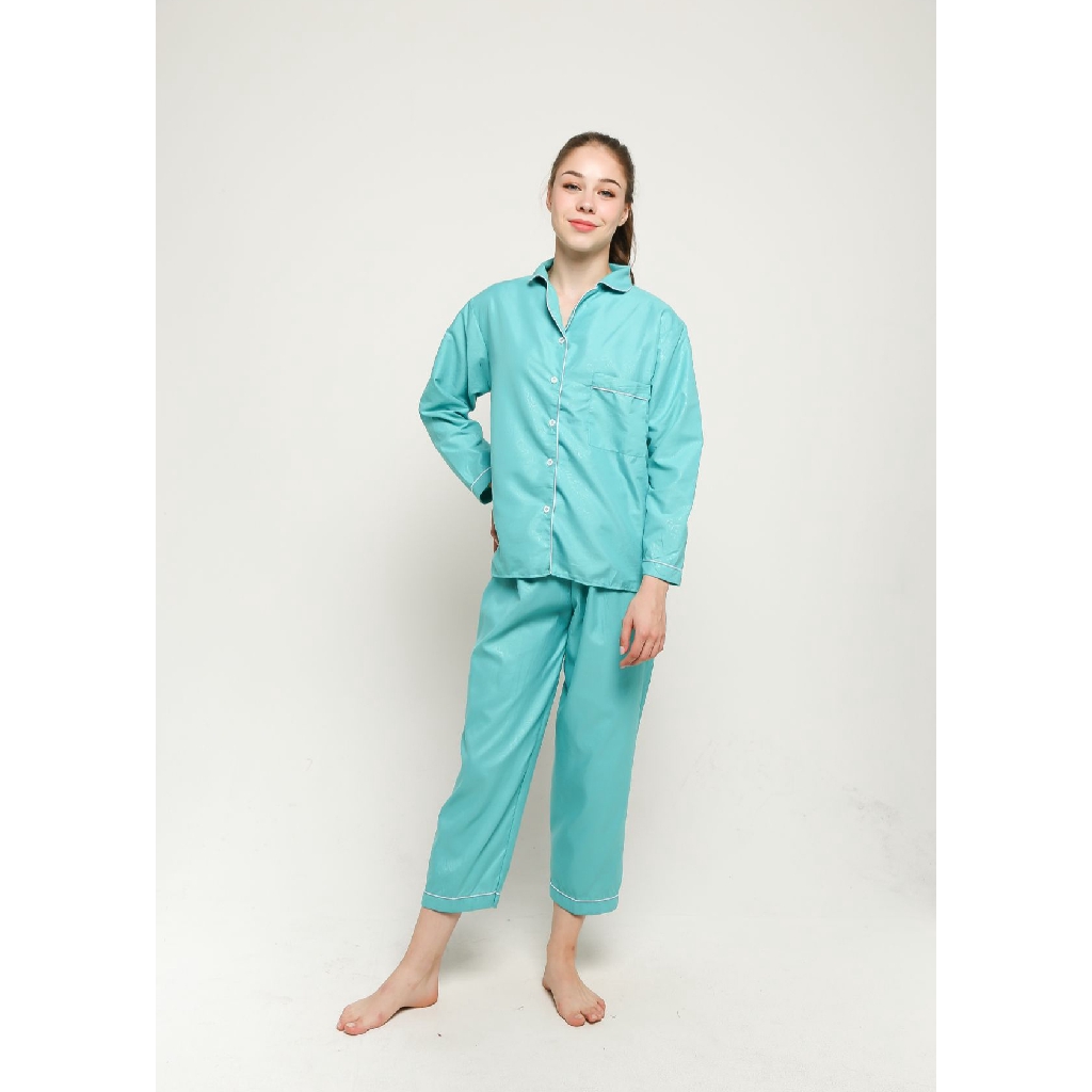 FortKlass Piyama Satin Embos Sleepwear Stelan Baju Tidur Lengan Panjang Celana Panjang-TOSCA