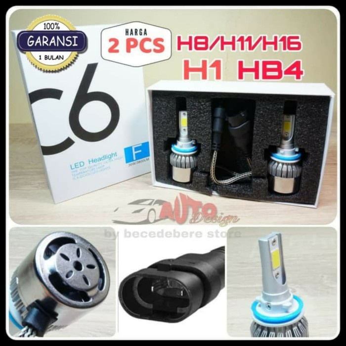 Lampu LED Mobil Turbo C6 - Socket H8 - H11 - H16 Super Bright - H1, Putih