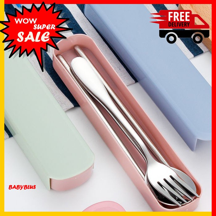 SENDOK SET 3 IN 1 STAINLESS GARPU SUMPIT TEBAL KOREA LUCU KADO SOUVENIR PERNIKAHAN GRATIS BOX