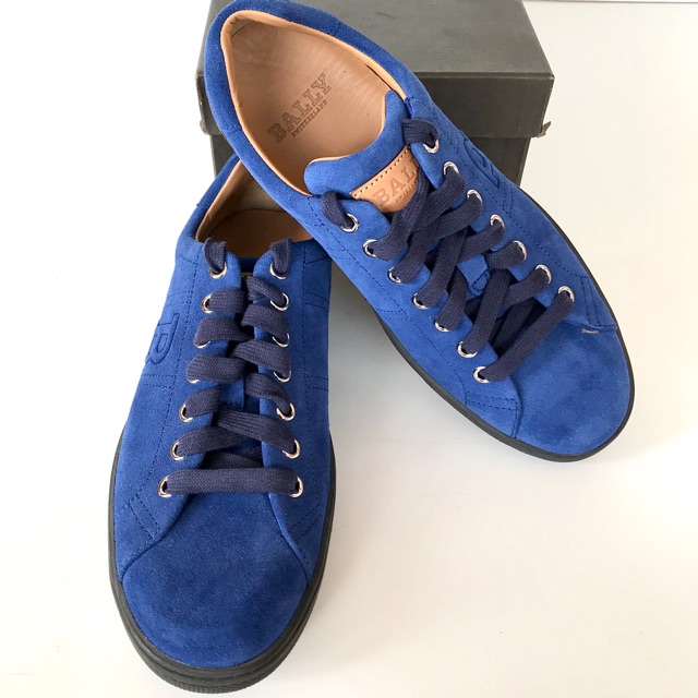 Bally Original-Sepatu Sneakers Bally Suede Blue