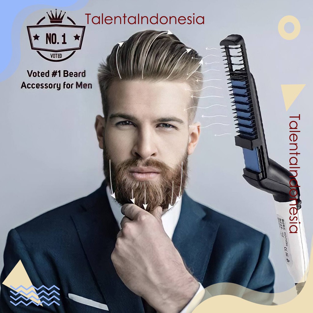 Catok Sisir Styling Pria Elektrik Pelurus Rambut Pria Hasil Cepat Rapih