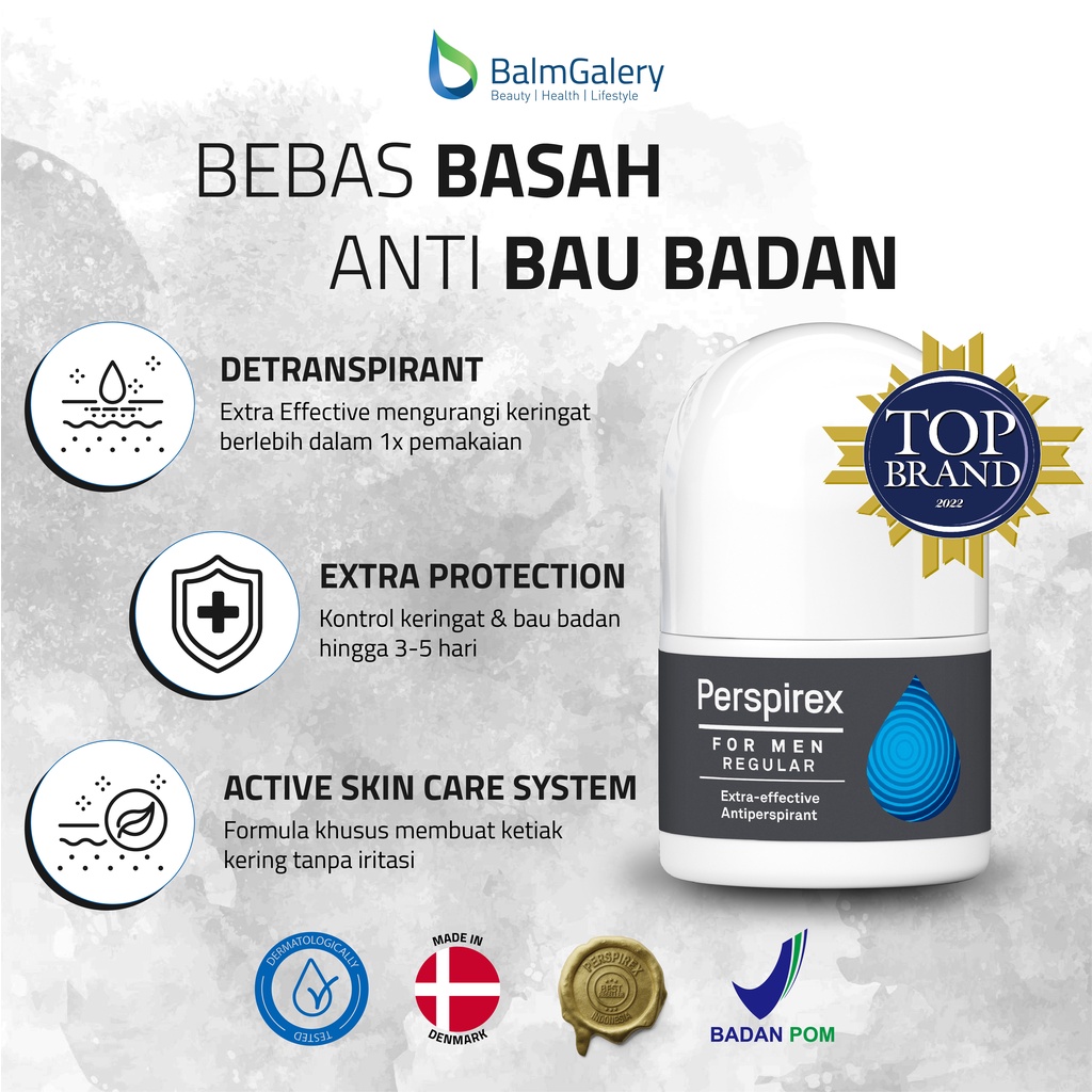 Perspirex AntiPerspirant / Deodorant MEN Roll On - 20ml(1x) / Solusi Ketiak Bau dan Keringat Berlebih Deodoran Pria