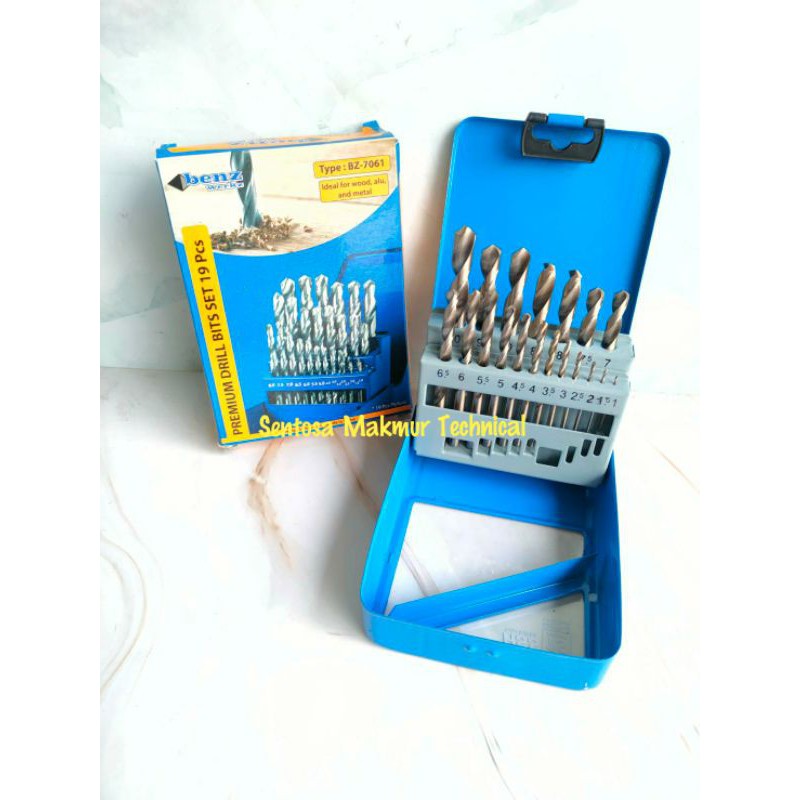 BENZ 19 PCS Mata Bor Besi HSS Set Drill Bits 1 - 10 mm 19Pcs