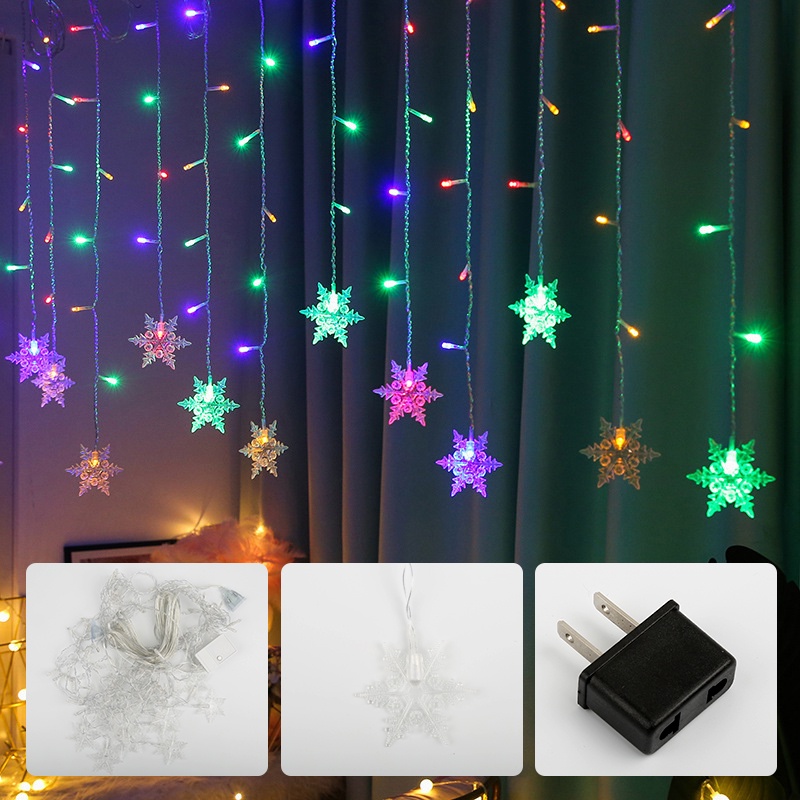 Lampu String Led Bentuk Snowflake Ukuran 3.5x0.7m Untuk Dekorasi Natal