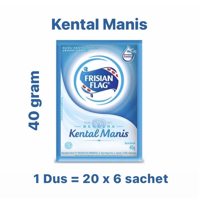 

〖Susu Bendera Kental Manis Putih Sachet 40 gram | 1 Dus - 20 Bungkus (@6 Sachet) | Firisian Flag〗