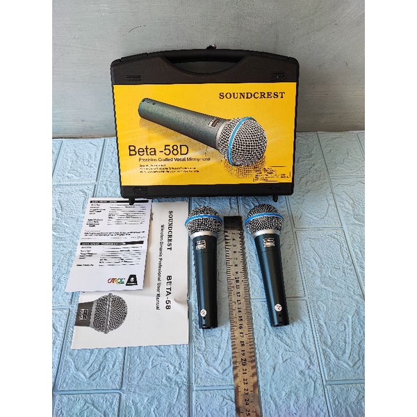 Mic Dynamic Soundcrest Beta58 Beta 58 Koper isi 2 Mic Tanpa Saklar Original Mik Vokal Kabel BETA-58 