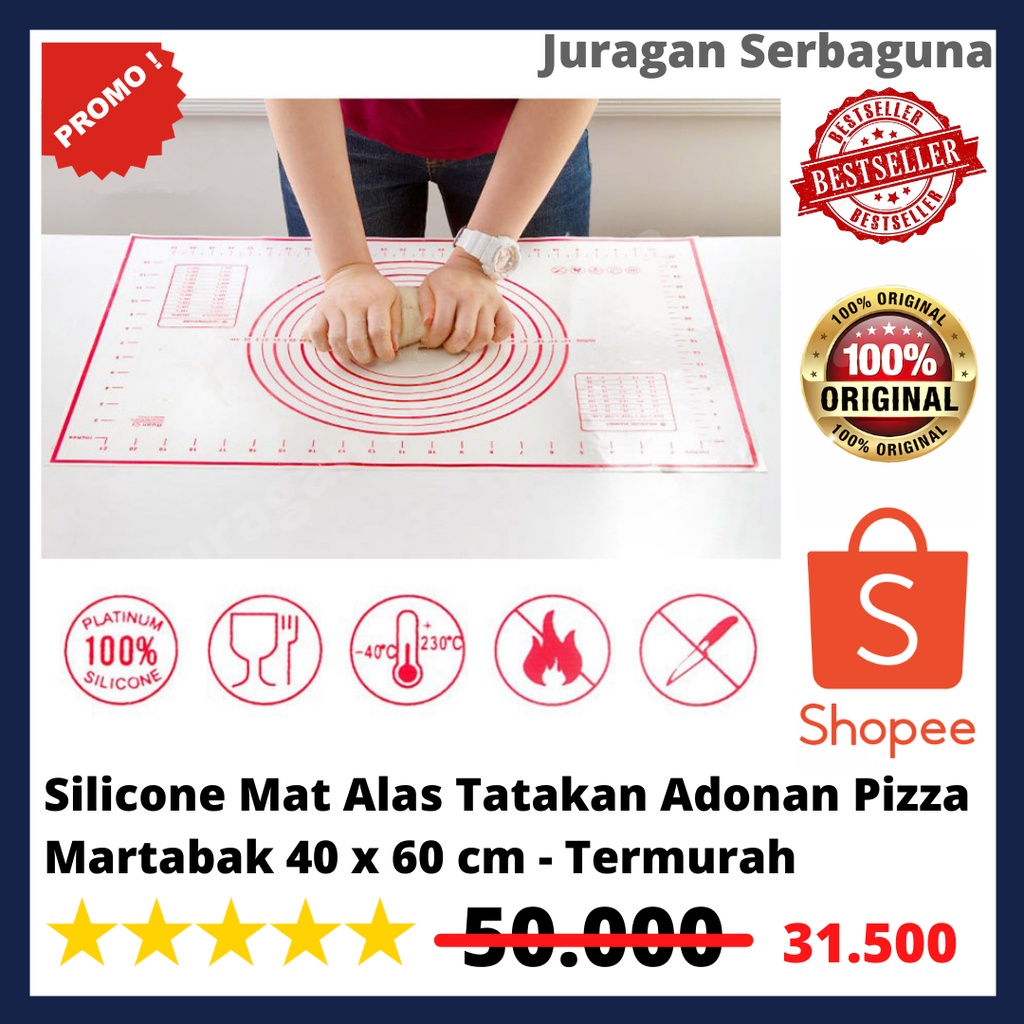 Silicone Mat Alas Tatakan Adonan Pizza Martabak 40 x 60 cm - Termurah