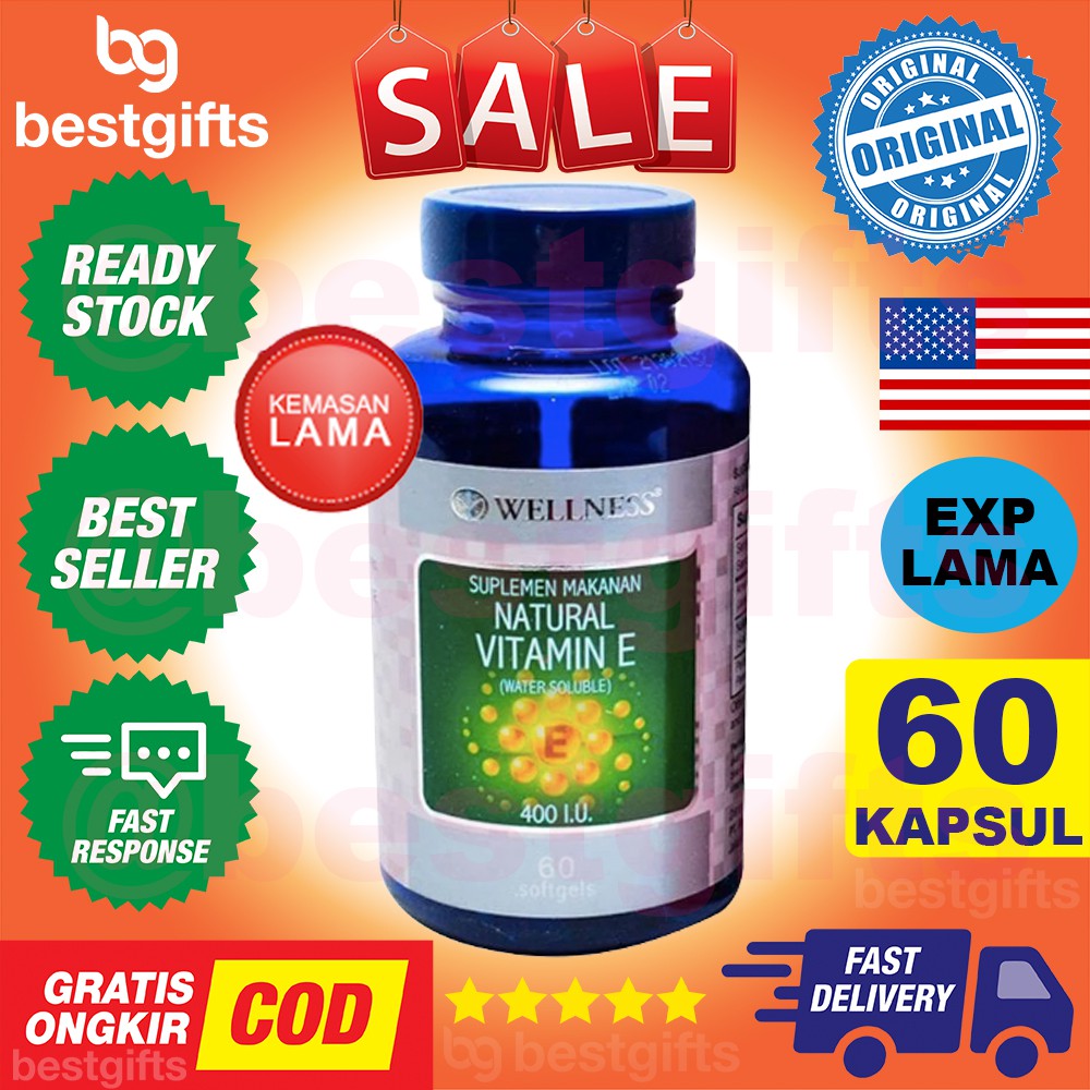 WELLNESS NATURAL VITAMIN E 400 IU 400IU ANTIOXIDANT DAYA TAHAN TUBUH JANTUNG ANTI AGING 60 KAPSUL