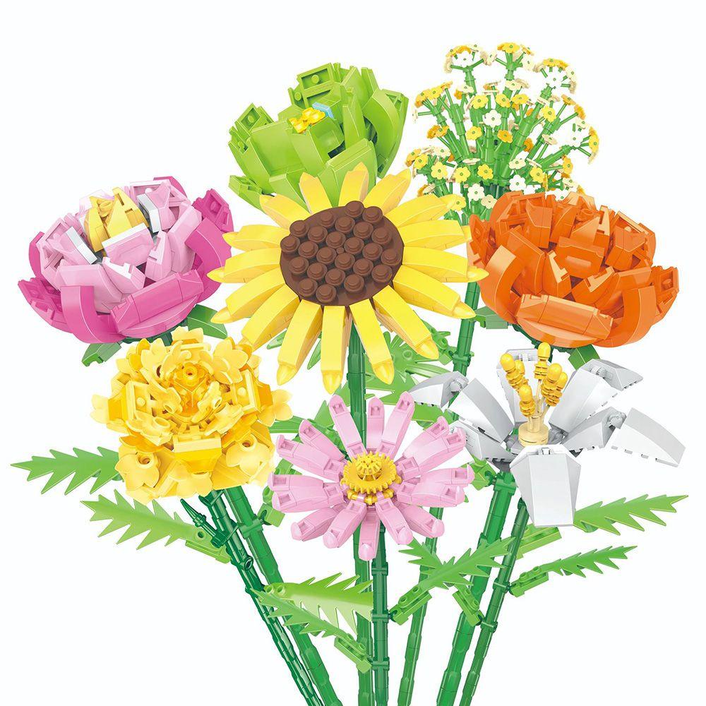 R-FLOWER Building Blocks Flower DIY Mainan Bunga Mawar Abadi Tiga Dimensi