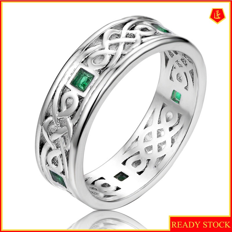 [Ready Stock]925 Silver Simple Personality Emerald Ring