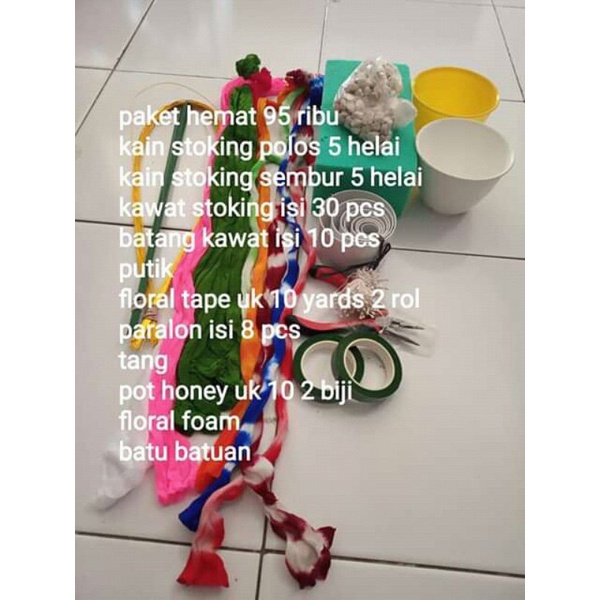 Paket Belajar bahan kain stoking bunga