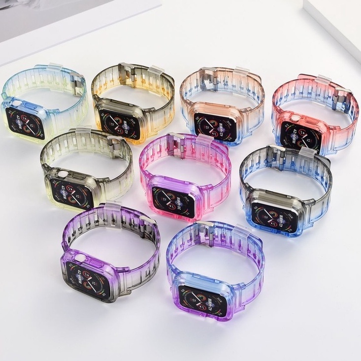 Strap Apple Watch Crystal Clear Soft Silicone Ukuran 38mm/40mm/41mm/ 42mm/44mm/49mm