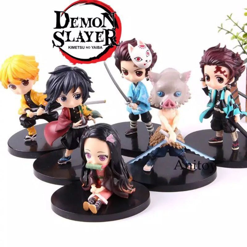 Figure Kimetsu no yaiba chibi, figure demon slayer chibi, figure qposket mini, figure tanjiro mini, 