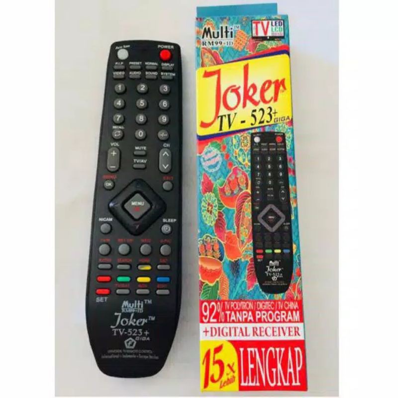 Remot remote TV tabung LCD LED/Parabola/Receiver Multi/Universal Joker 523