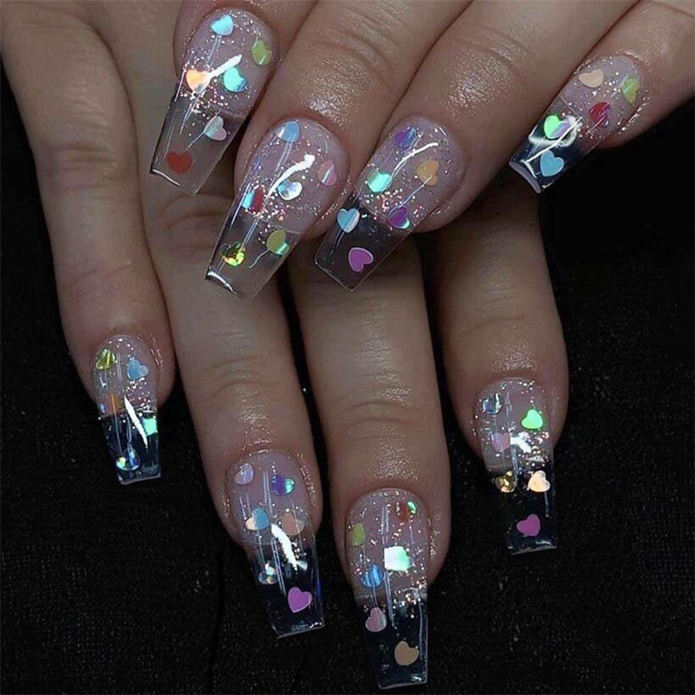 R-FLOWER 12grids /Set Nail Art Sequin Bulan Bintang Transparan 3D Butterfly Flake Hologram