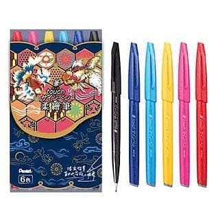 

PENTEL BRUSH SIGN PEN SET 6