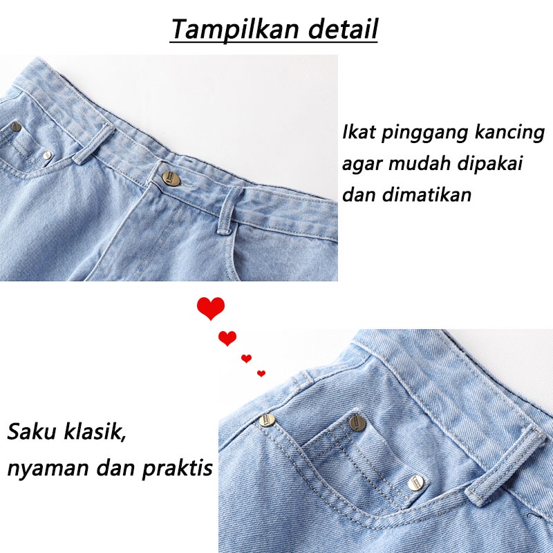 celana jeans pria korean style jeans biru muda pria loose jeans santai straight pants kulot jeans celana panjang pria