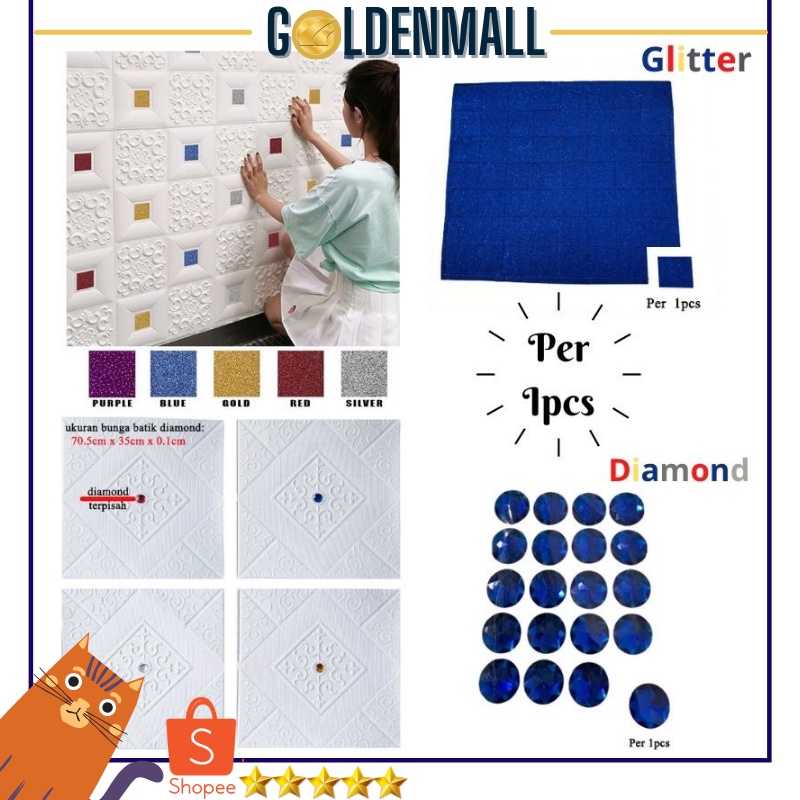 GM520 Aksesoris Wallpaper Sticker motif Glitter dan Permata Per 1 Pcs [1KG=1200PCS]