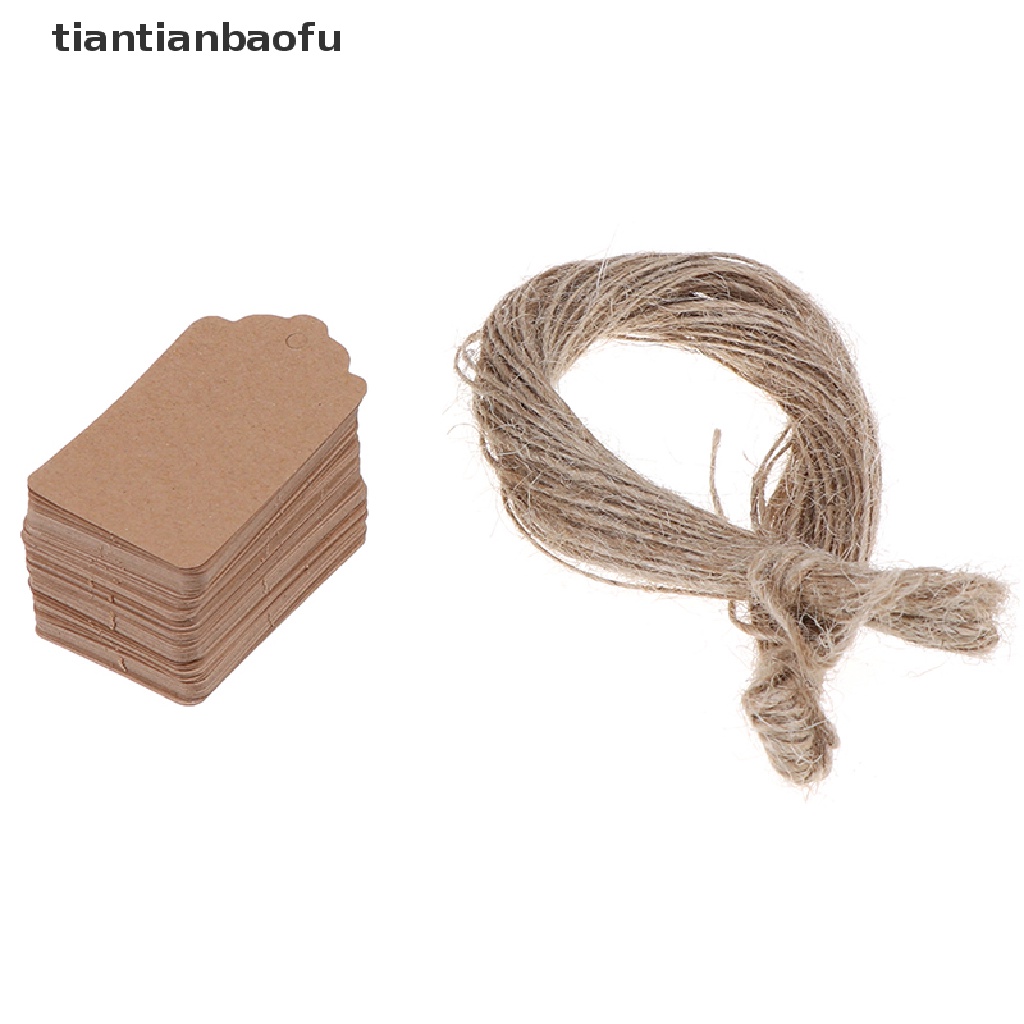 [tiantianbaofu] 100Pcs Blank Kraft Jewelry Price Label String Price Tags With String 20m Boutique