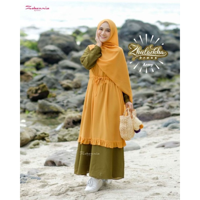 Zulaekha Dress 1 set warna Army Size M by Zabannia