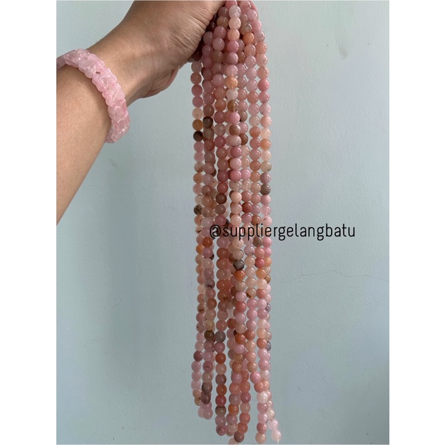 bahan batu import sun stone 10mm round stone beads natural pink peach