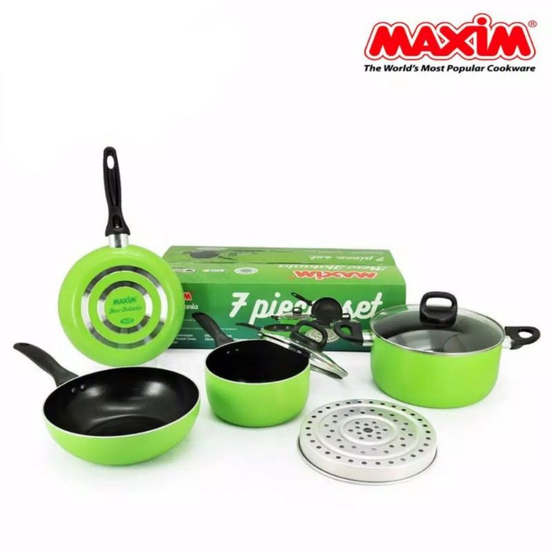 Maxim New Halania 7 Set - Hijau/ Panciset Murah/ Panciset Dapur/ teflon anti lengket