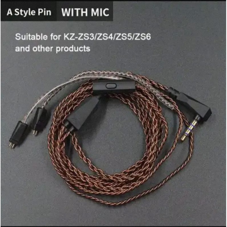 KZ High Purity Oxygen Free Copper Upgrade Cable kabel with Mic 0.75mm - type a