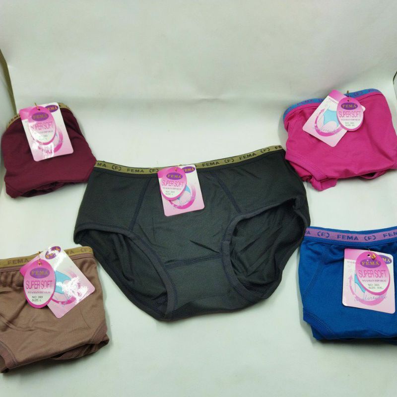 CD Celana Dalam Wanita Panties 393 XXL Fema Polos Import Katun Polyester Halus Premium