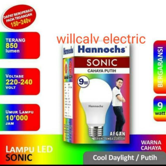 LAMPU LED HANNOCHS SONIC 9W 9WATT 9 WATT - LAMPU LED HANNOCH SONIC 9W 9WATT 9 WATT CAHAYA PUTIH