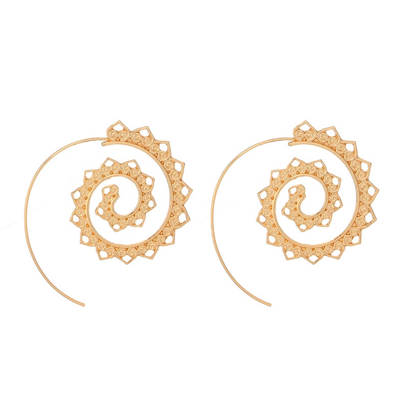 Anting Bentuk Hati Spiral Oval Gaya Etnik Untuk Wanita