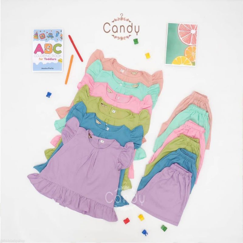 Setelan Baju Anak Perempuan Usia 1-6 Tahun | Naomi Set Homewear Lucu Warna Pink &amp; Mint | Baju Tidur Anak Cewek Lucu Nyaman