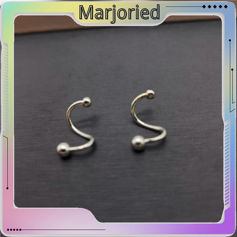 1 Pasang Anting-Anting Sederhana Baru Kepribadian Wanita Minoritas Double Spiral Ear Studs-MJD