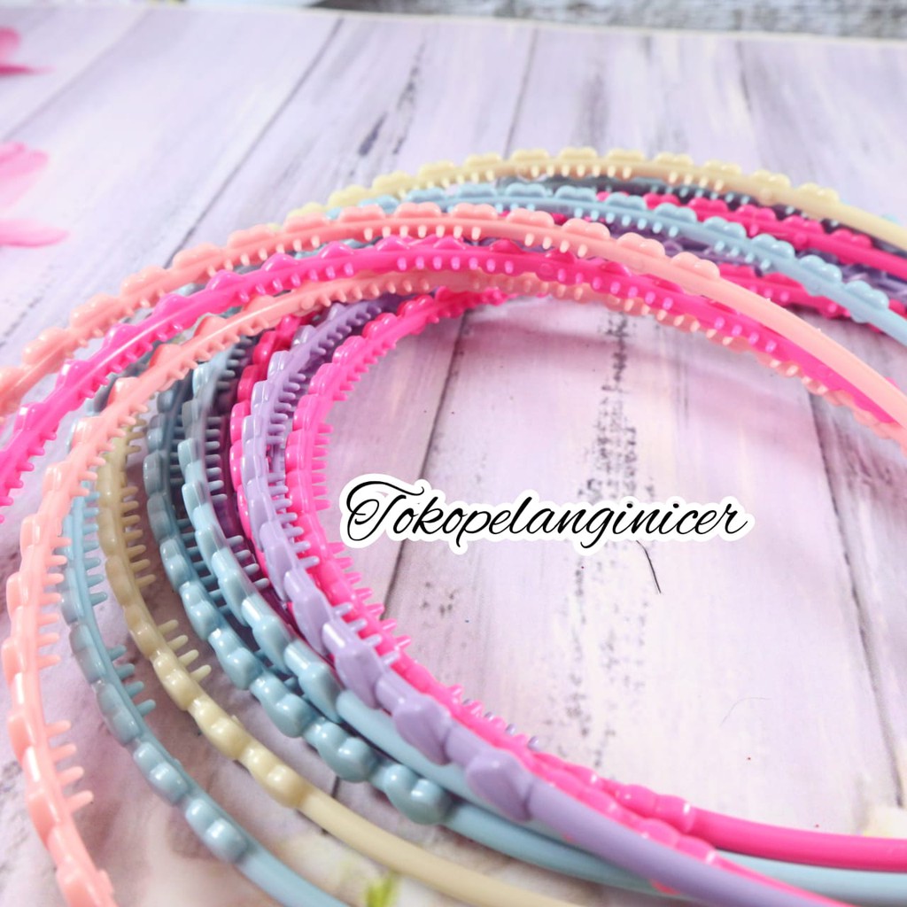 BARU!! Bando Polos Bandana Warna Warni Plastik Model Love Tokopelanginicer