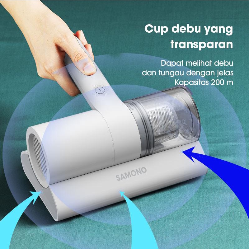 (ORI)- Samono 300W Vacum Anti Dust Mite UV-C Vacuum Cleaner Portable Lowertage Mesin Penyedot Debu dan Tungau 4 Filterasi Dustmite Sterilization SW-MPG400