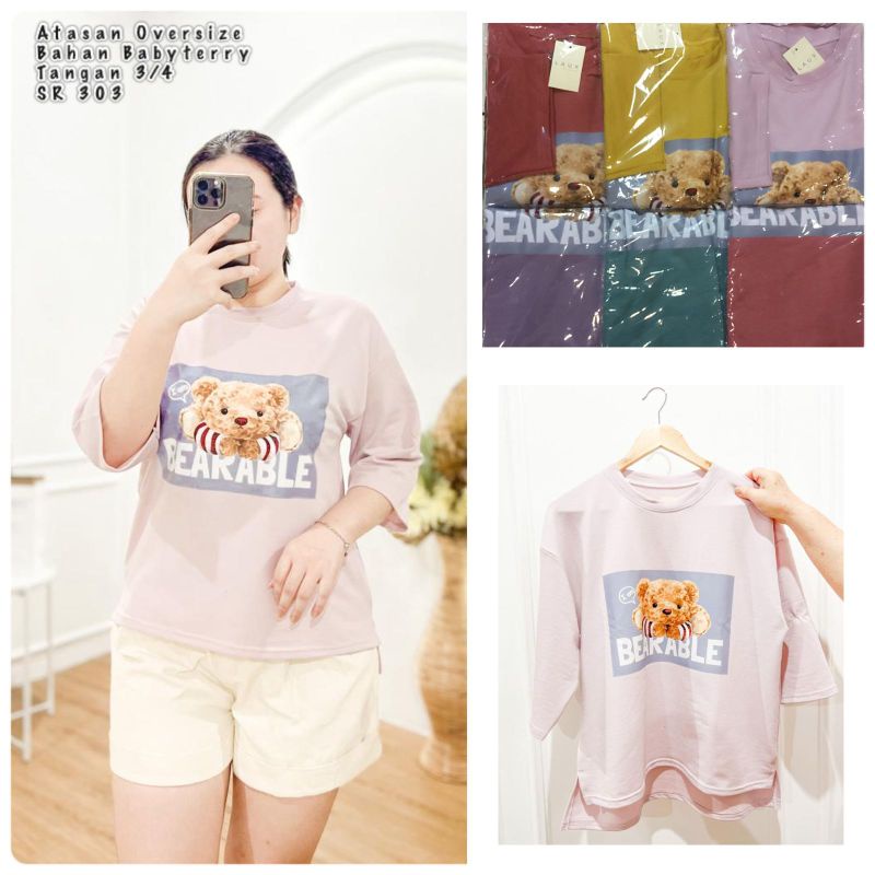 atasan OVERSIZE TUMBLR TEE lengan 7/8 print karakter bahan BABY TERRY