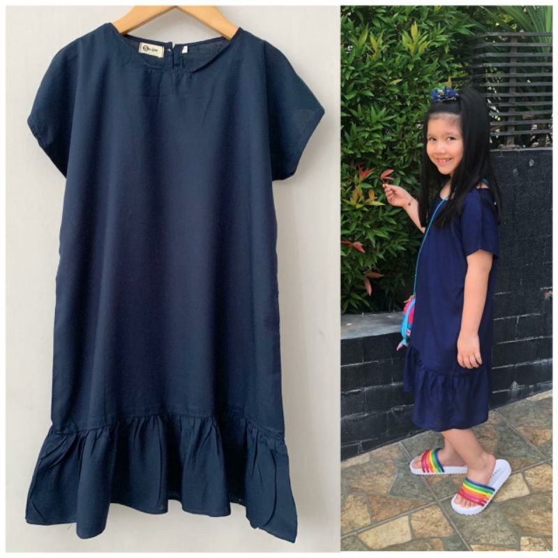 Dress Anak Rayon Rafel Polos Dress Anak Murah Size 2,4,6,8,10 Tahun