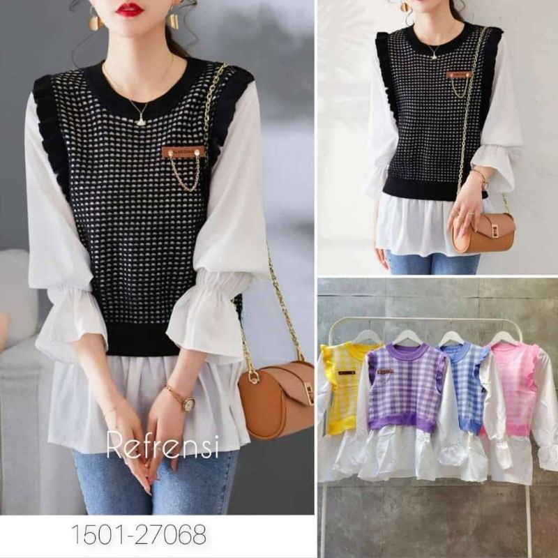 Blouse katun import vest rajut *1501