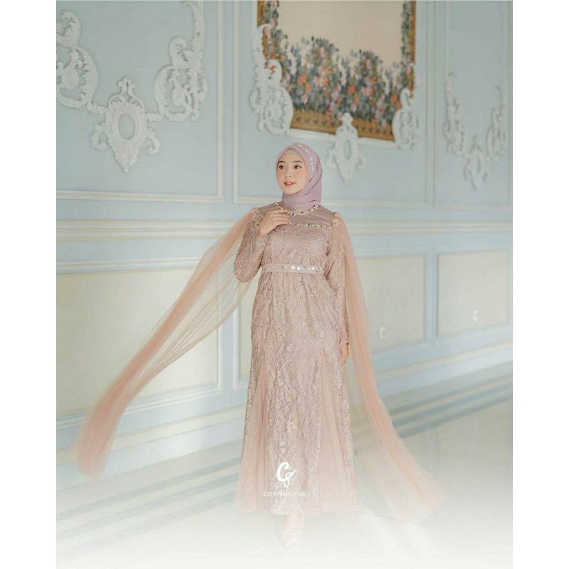 BISA COD / MAXI SALSA / 3 UKURAN / L / XL / XXL JUMBO / INAH DRESS BRUKAT TILE / GAMIS FULL BRUKAT /