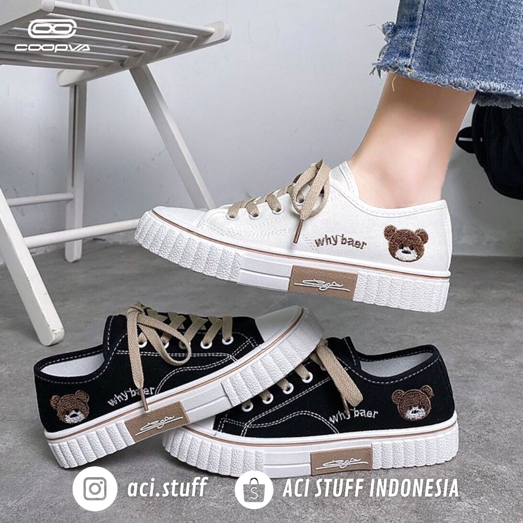 FREE BOX + BUBBLE WRAP SEPATU SNEAKERS IMPORT BEAR CANVAS.