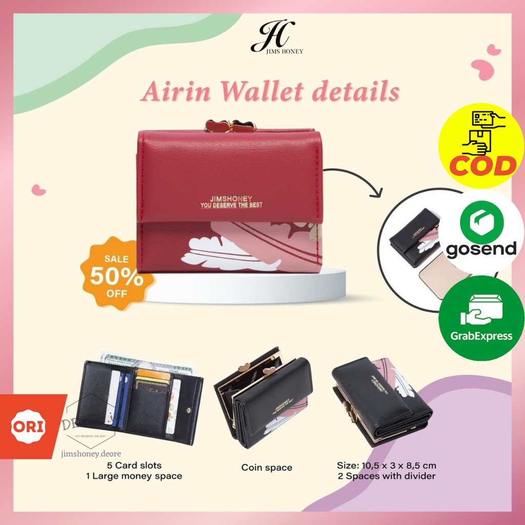 Jims Honey Airin Wallet Dompet Lipat Wanita Kecil Mini Fashion Murah Jimshoney Lucu