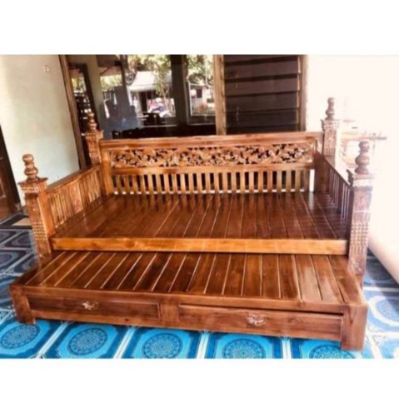 BANGKU BALE BALE JUMBO RAHWANA KAYU JATI | KURSI BANGKU BALE BALE RAHWANA BALE BALE BAGONG  FURNITUR