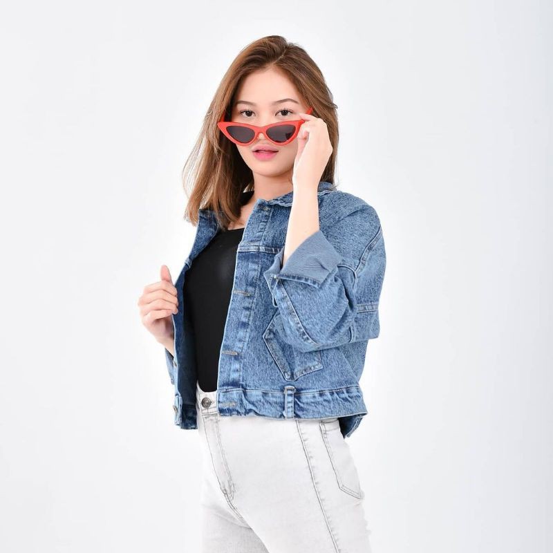 Jaket Wanita Pulbear Jacket Jeans Oversize Korean Style