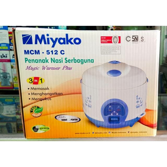 MIYAKO magic com 3in1 1,2L MCM 512C / 512 C / MCM512C + tongolan MIYAKO 512 C Rice Cooker Penanak Nasi 1,2 Liter