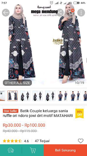 Batik Couple Keluarga Sania Ruffle Ori Ndoro Jowi Dnt Motif Matahari Terbit Abu