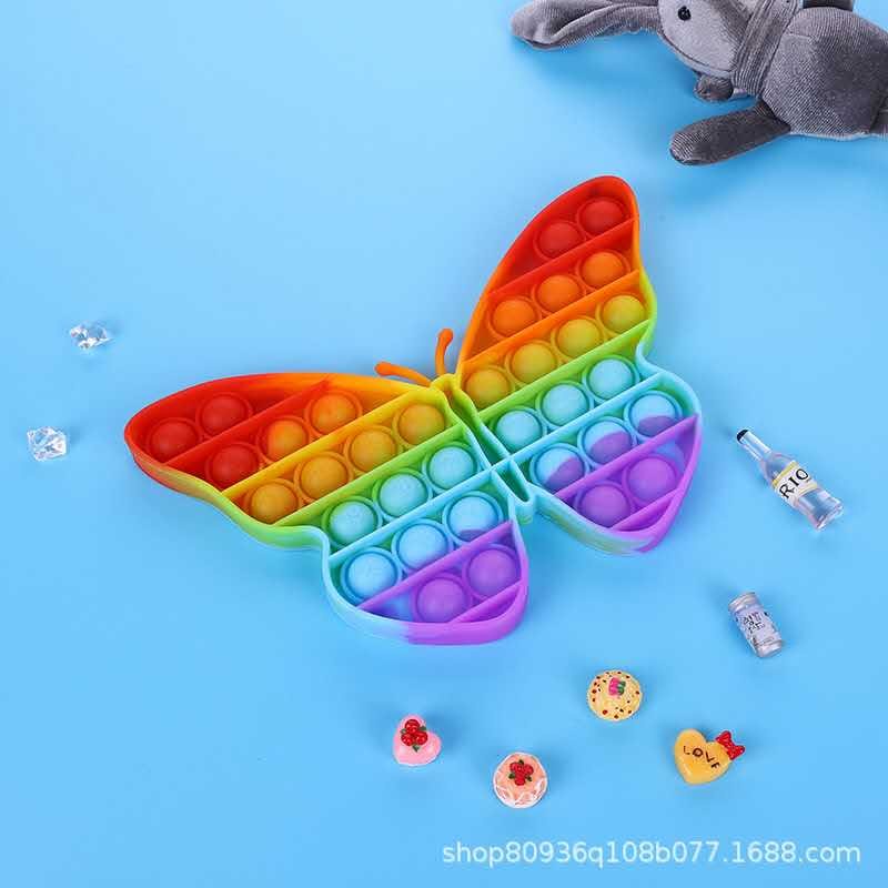 [TOKO BEST SHOP]Ready Stock mainan pop it murah popit Pop Its Square rainbow multicolor Fidget Toy Push bubble Pengh-KUPU KUPU RAINBOW