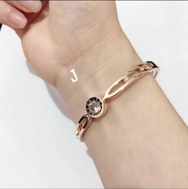 Gelang bangle korea simple titanium asli rosegold anti karat GBT-02